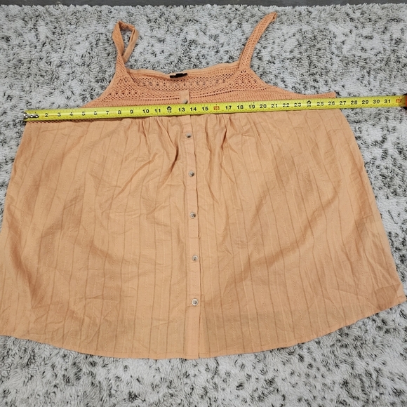 Torrid SZ 3 Peach Cotton Button Up Embroidered Crochet Tank Boxy Loose Fit - Picture 7 of 14
